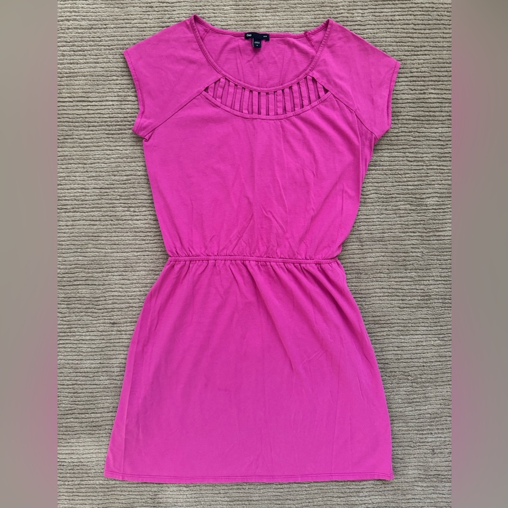 Gap Women’s T-shirt Cap Sleeve Knee Length Cotton Pullover Pink Summer Dress S